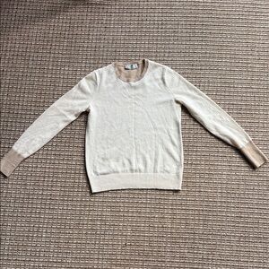 Everlane Women's Cream and Tan Crewneck Sweater